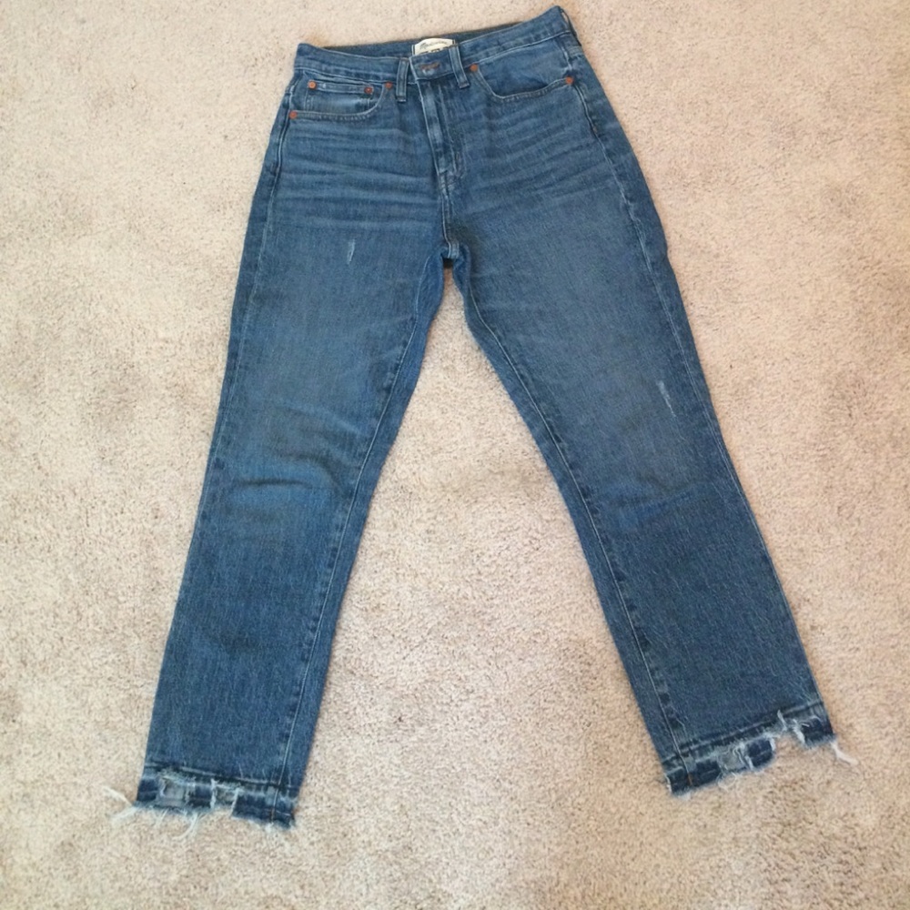 Madewell hi rise crop distressed jeans, Sz 27